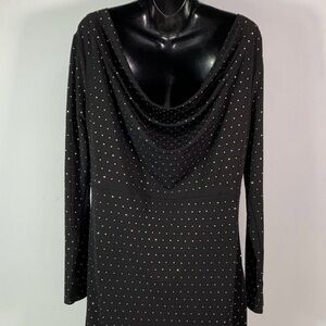 MICHAEL KORS Black/Rhinestone-Necklace Long Sleeve Dress Women - Size L -NWT